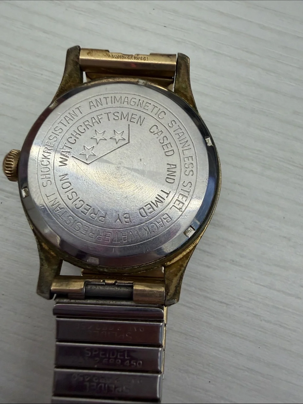 Vintage Lucerne 17 Jewel Gold-Tone Wristwatch with White Dial